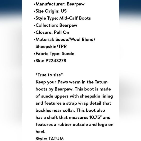 BearPaw Tatum Lined Mid-Calf Shearling Winter Boots- - Picture 4 of 7